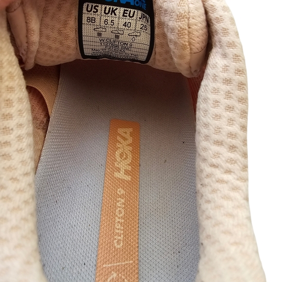 Hoka Clifton 9 Size 8 Women Run Walk Sneaker Pink Sandstone Cream - Picture 8 of 9